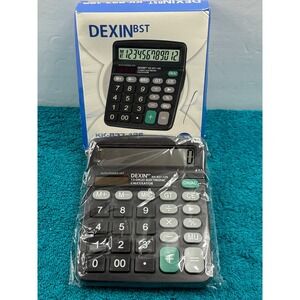 DEXINBST KK-837-12S 12-Digit Electronic Desktop Calculator Dual‎ Power Black